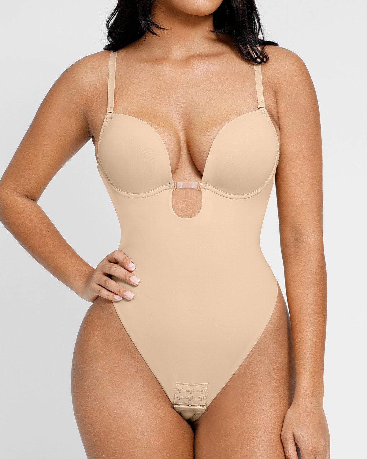 Bare Essentials™ AirSlim® Backless U Plunge Thong Bodysuit - Image 3