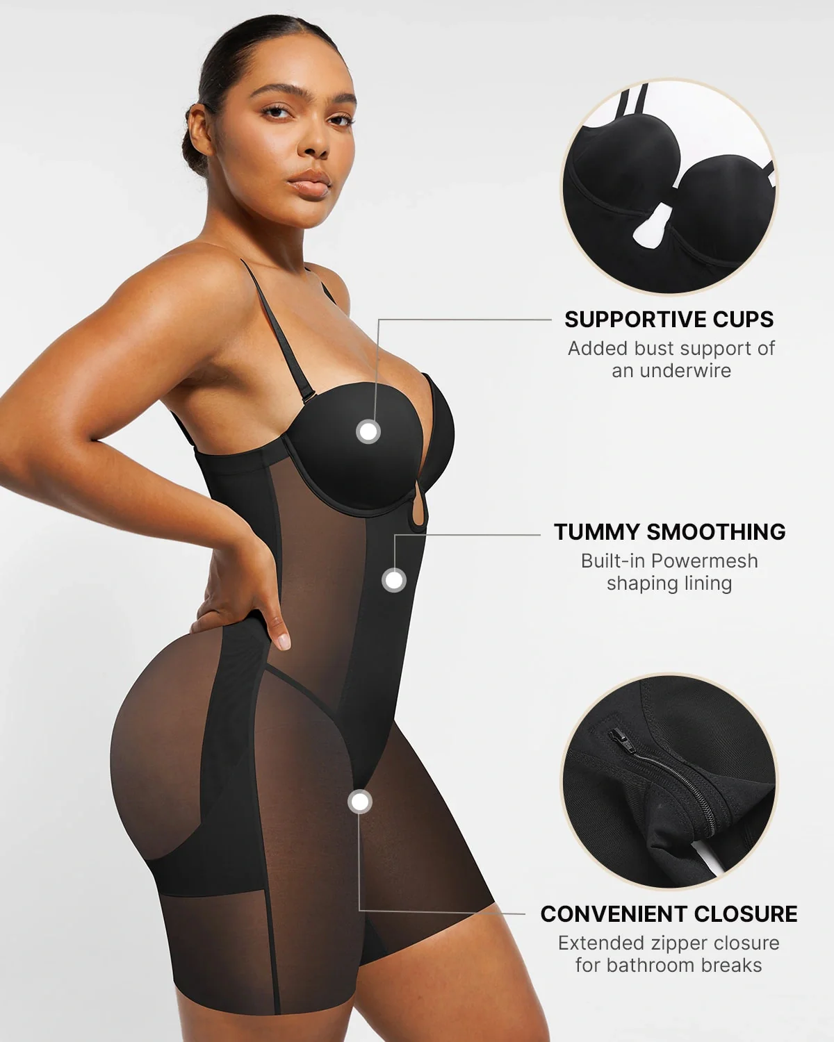 BOOT-YEAH™ MeshSmooth™ Deep Plunge Shaping Bodysuit - Image 11