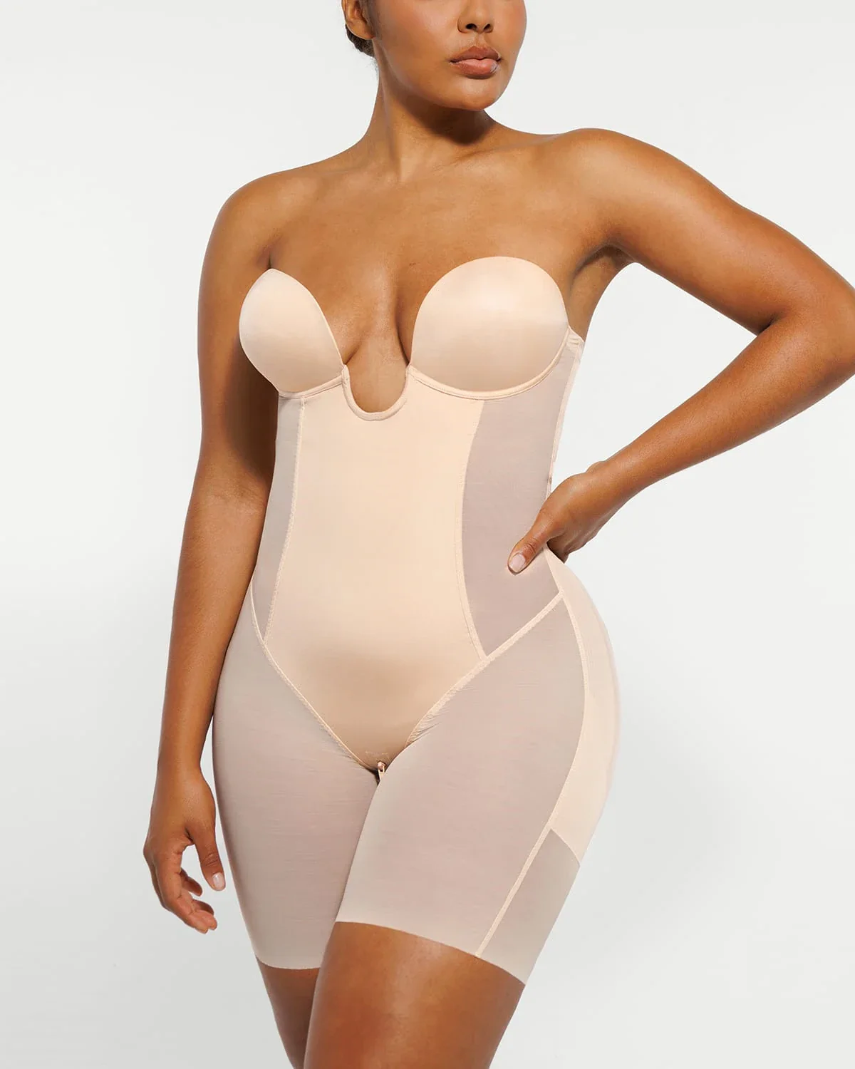 BOOT-YEAH™ MeshSmooth™ Deep Plunge Shaping Bodysuit - Image 17