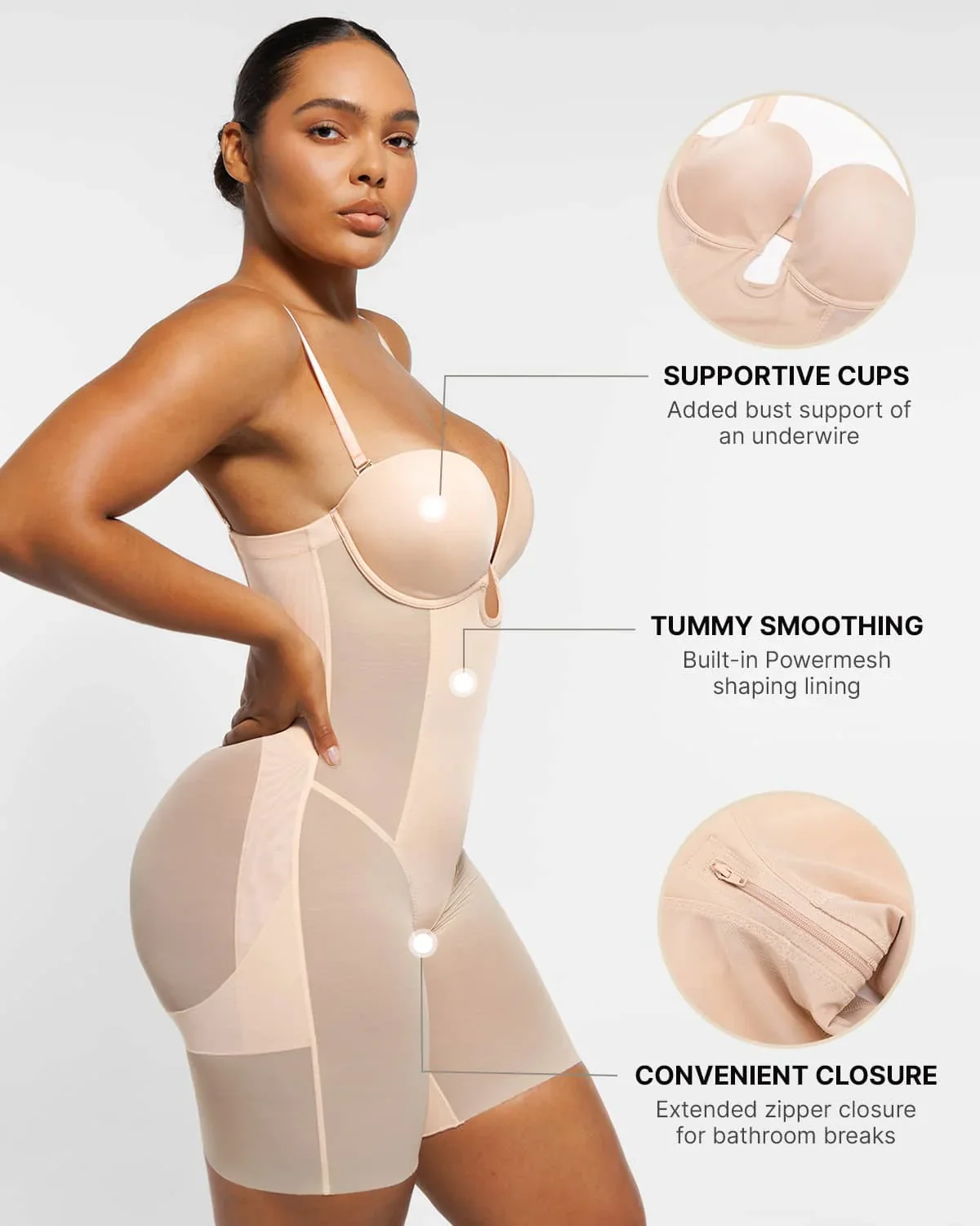 BOOT-YEAH™ MeshSmooth™ Deep Plunge Shaping Bodysuit - Image 3