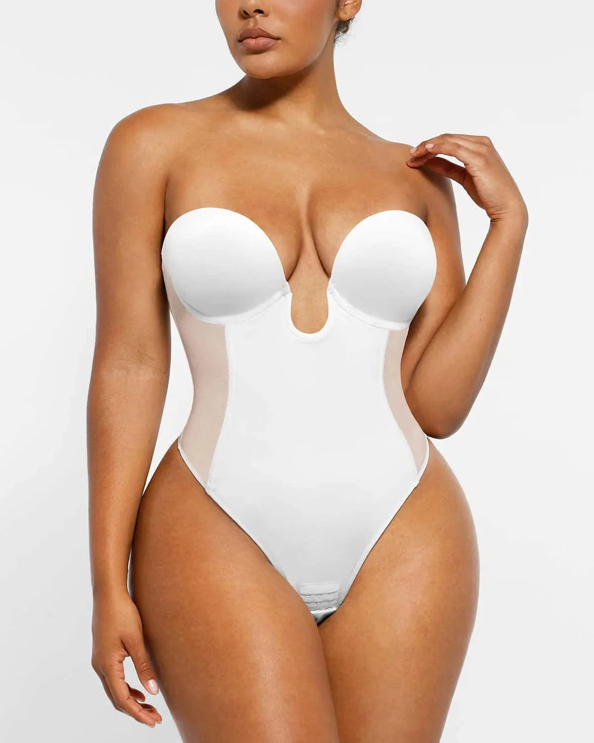 BOOT-YEAH™ MeshSmooth™ Deep Plunge Low-Back Thong Bodysuit - Image 11