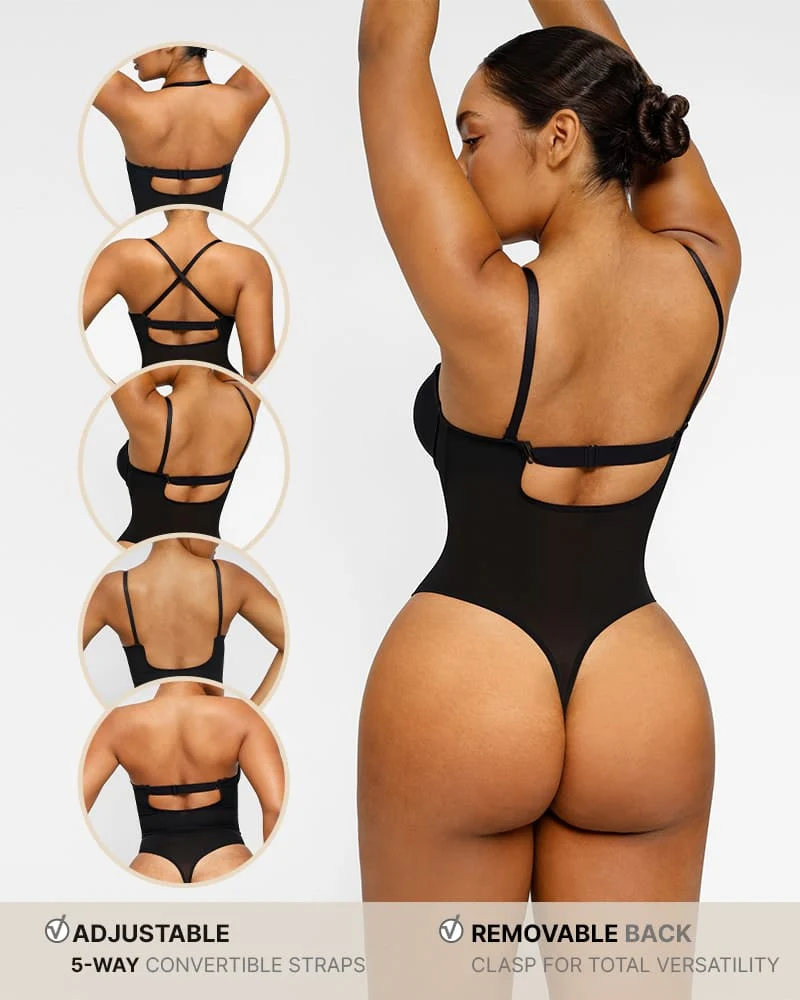 BOOT-YEAH™ MeshSmooth™ Deep Plunge Low-Back Thong Bodysuit - Image 2