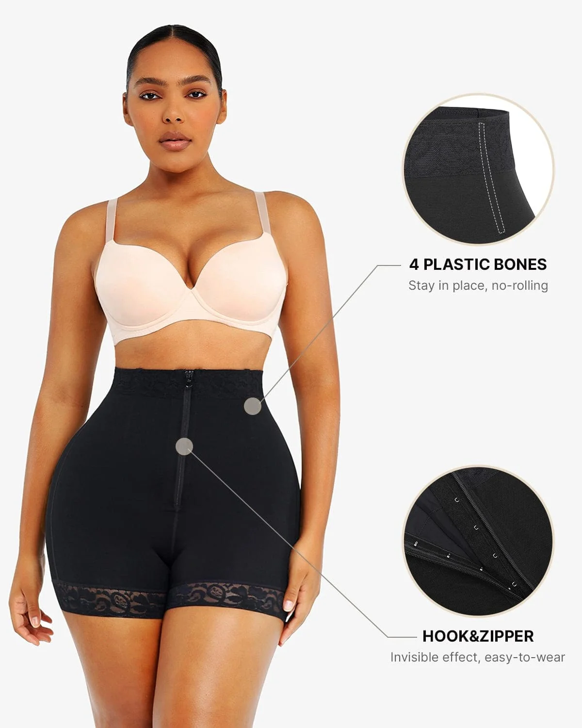 Bare Essentials™ AirSlim® Lace Steel Boned Butt Enhancer Short - Image 3