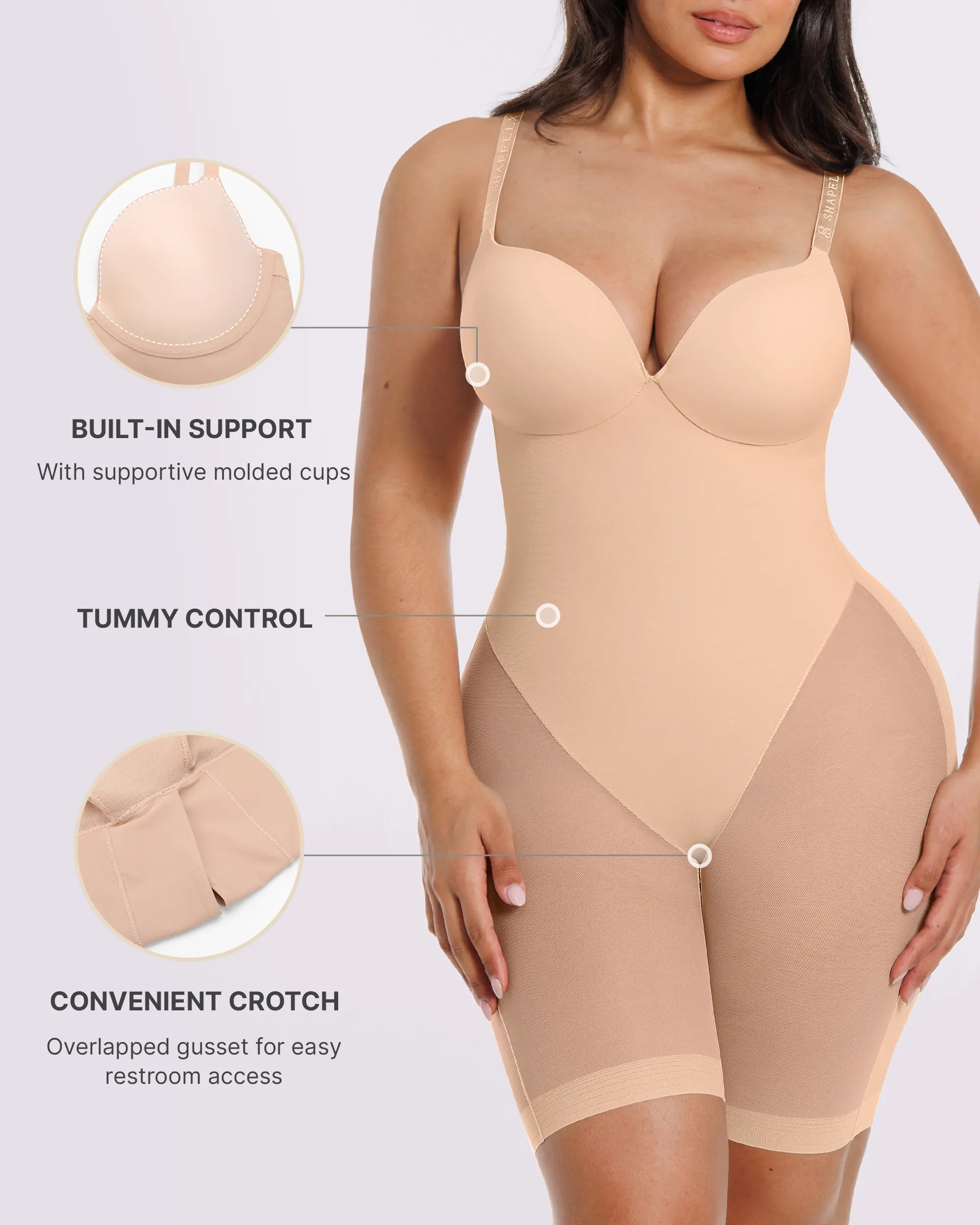 Bare Essentials™ MeshSmooth™ Low Back Mid Thigh Bodysuit - Image 3