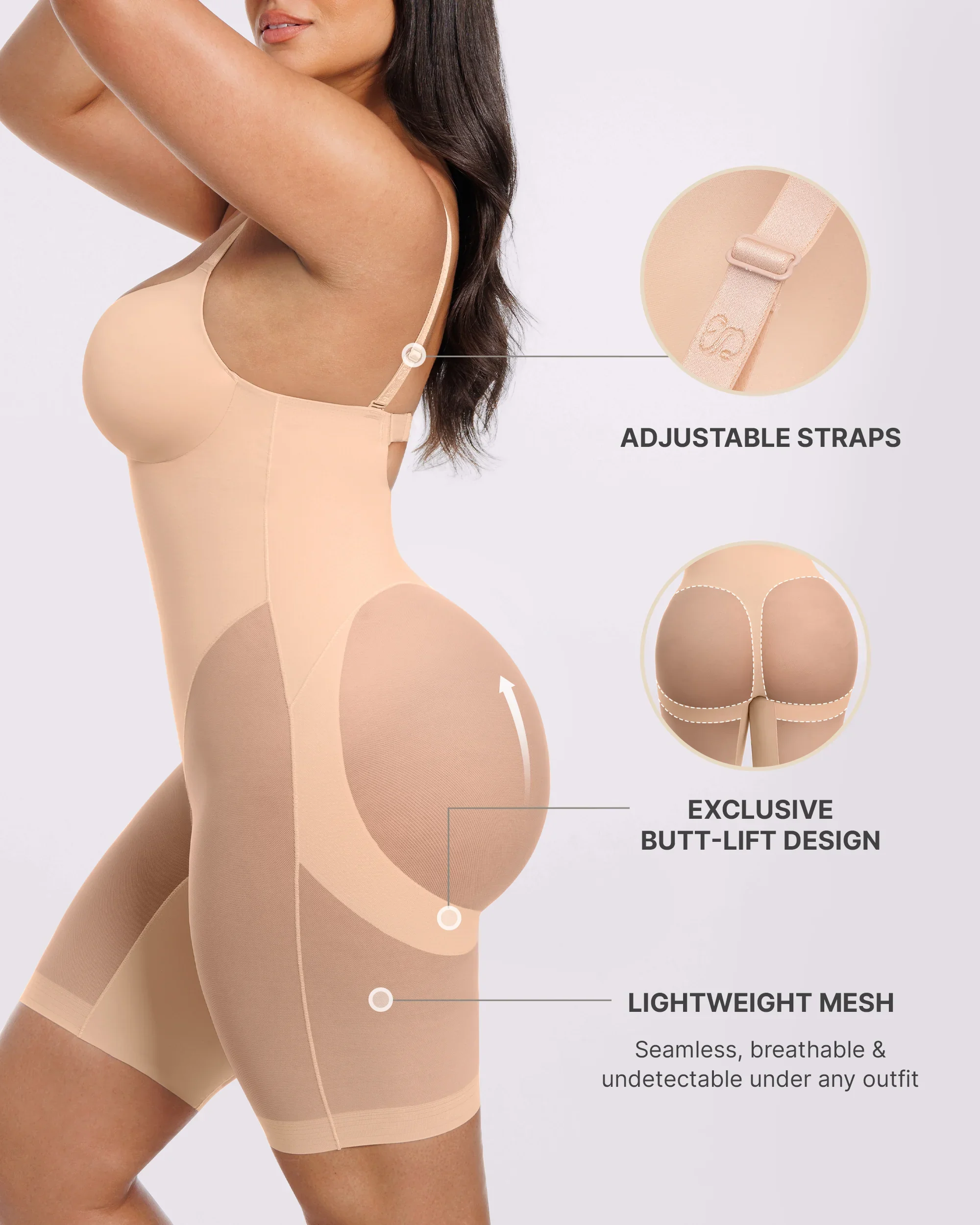 Bare Essentials™ MeshSmooth™ Low Back Mid Thigh Bodysuit - Image 4