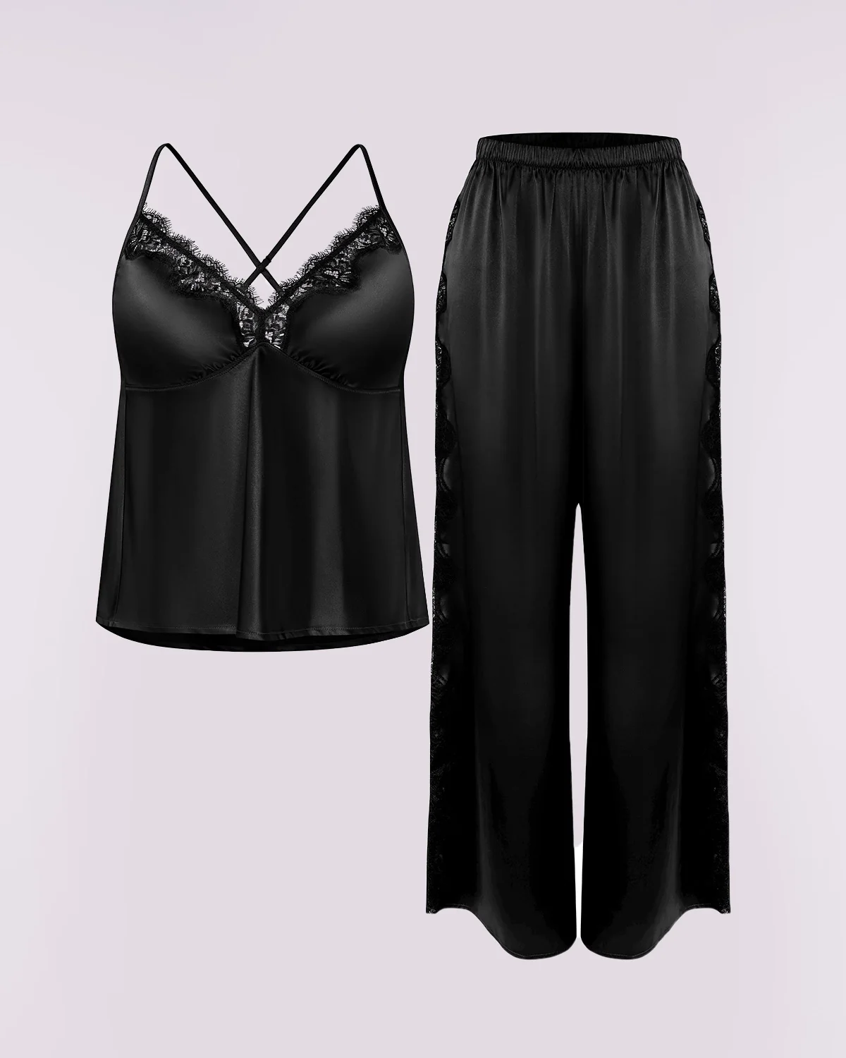 Bare Essentials™ Satin Lace Pajama Pants Set - Image 22