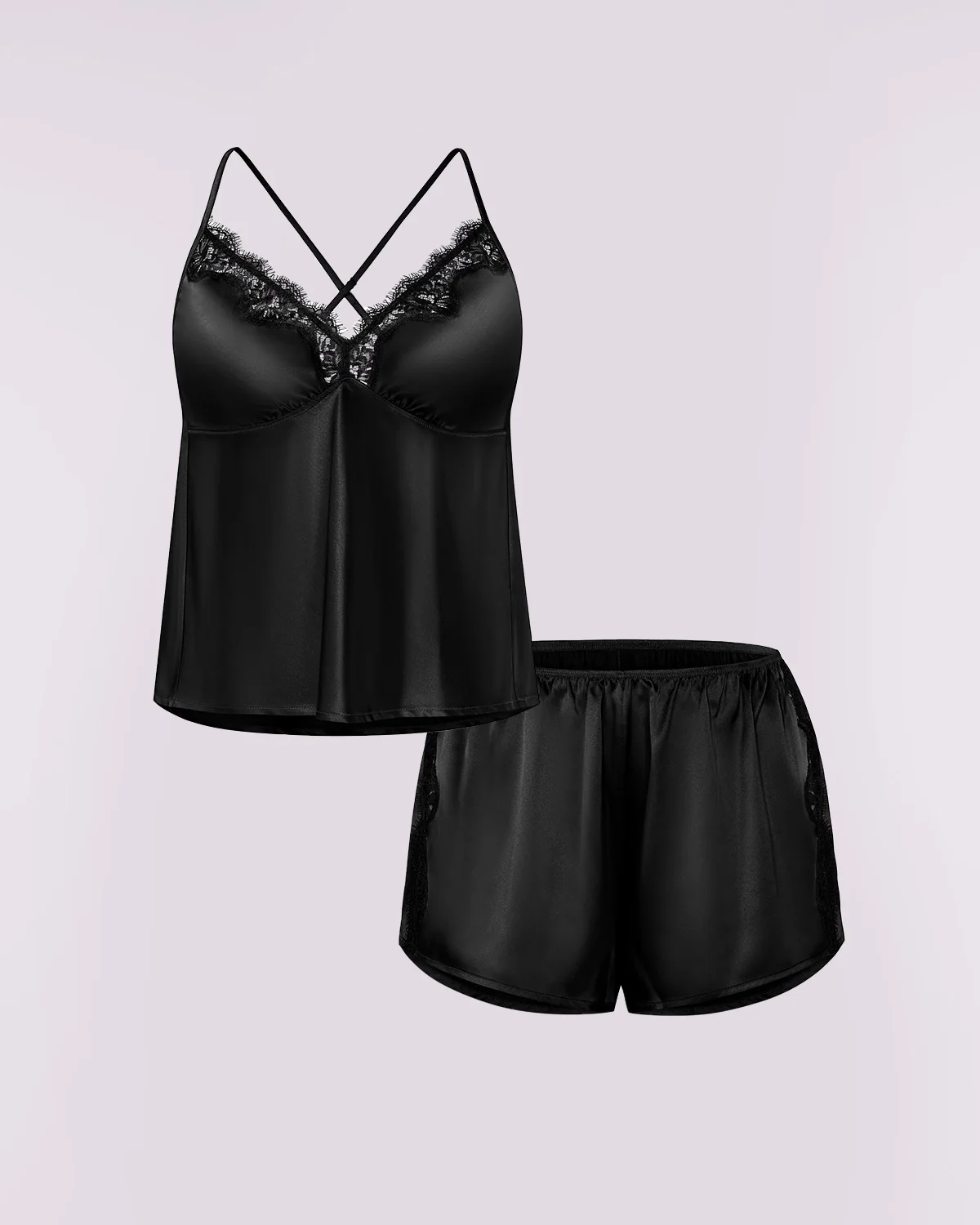 Bare Essentials™ Satin Lace Pajama Shorts Set - Image 22