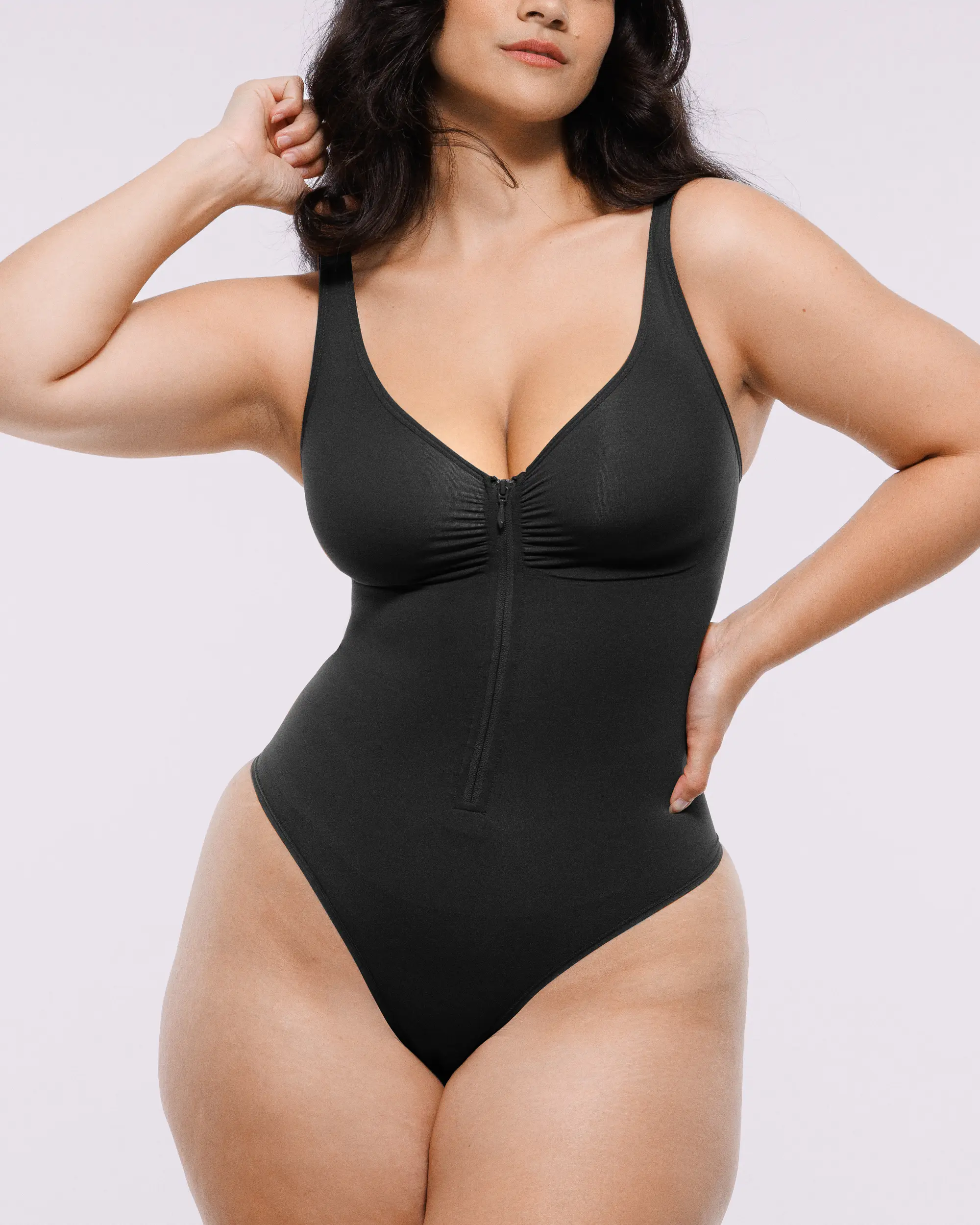 Bare Essentials™ Skin Flow Zipper Front Thong Bodysuit - Image 19