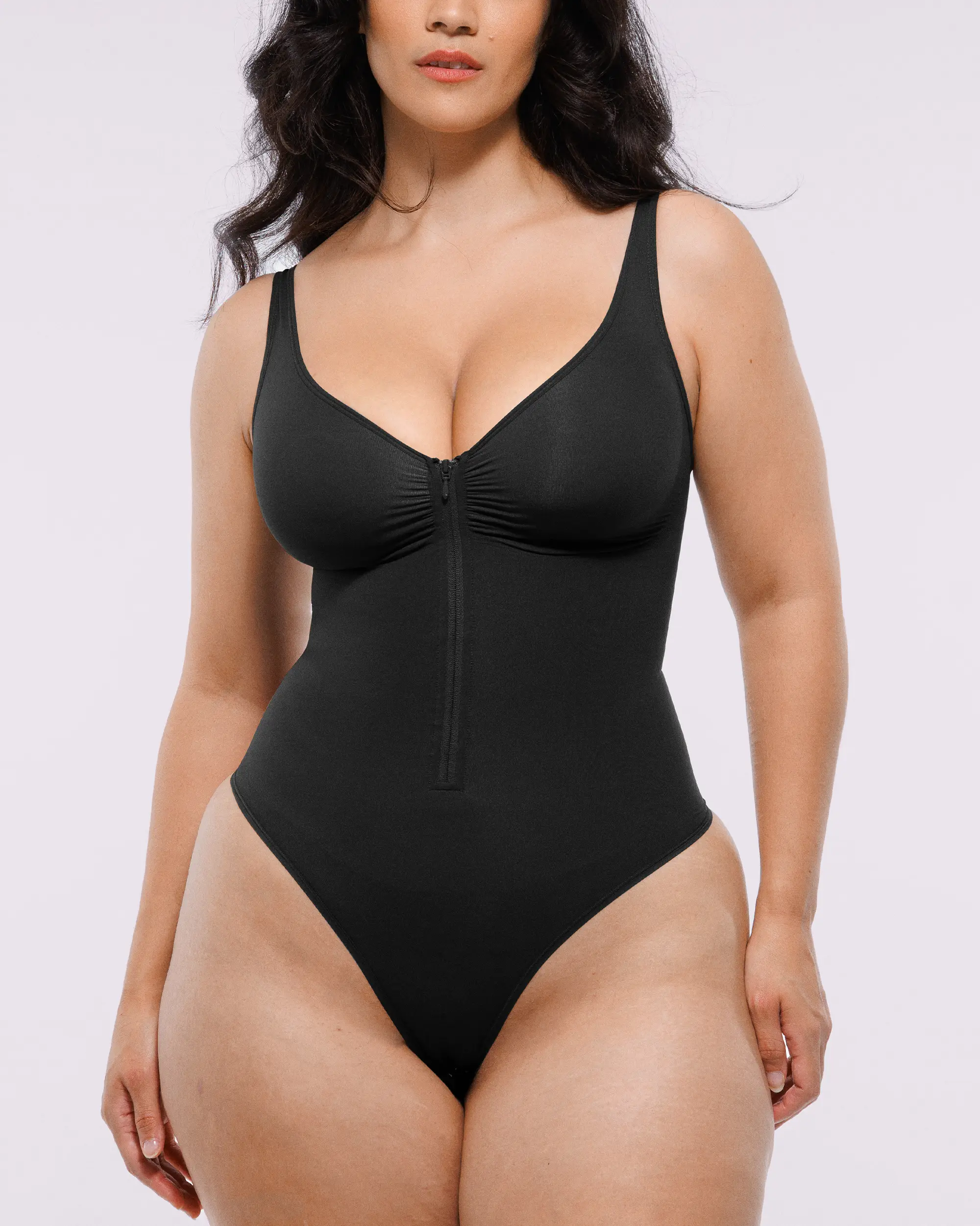 Bare Essentials™ Skin Flow Zipper Front Thong Bodysuit - Image 25