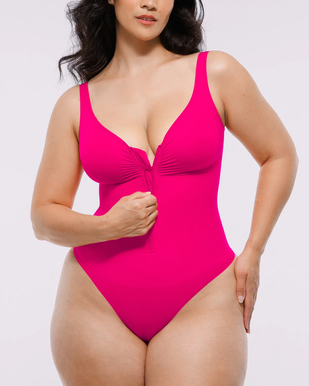 Bare Essentials™ Skin Flow Zipper Front Thong Bodysuit - Image 31