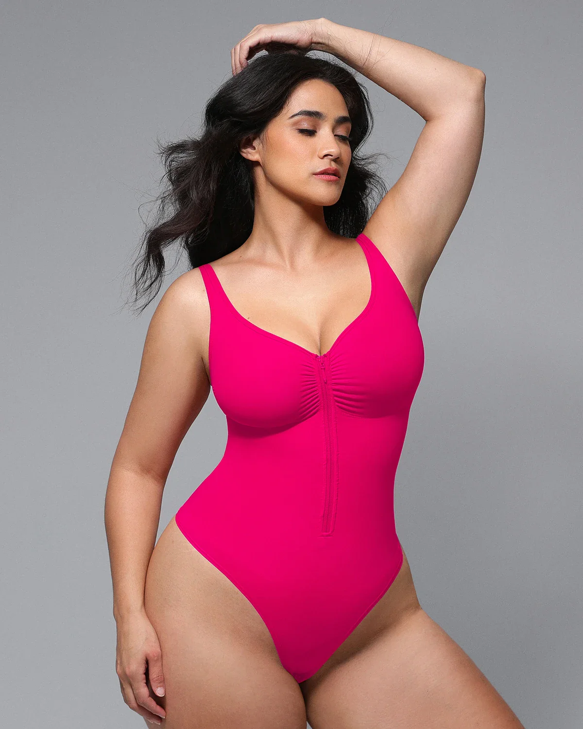 Bare Essentials™ Skin Flow Zipper Front Thong Bodysuit - Image 33