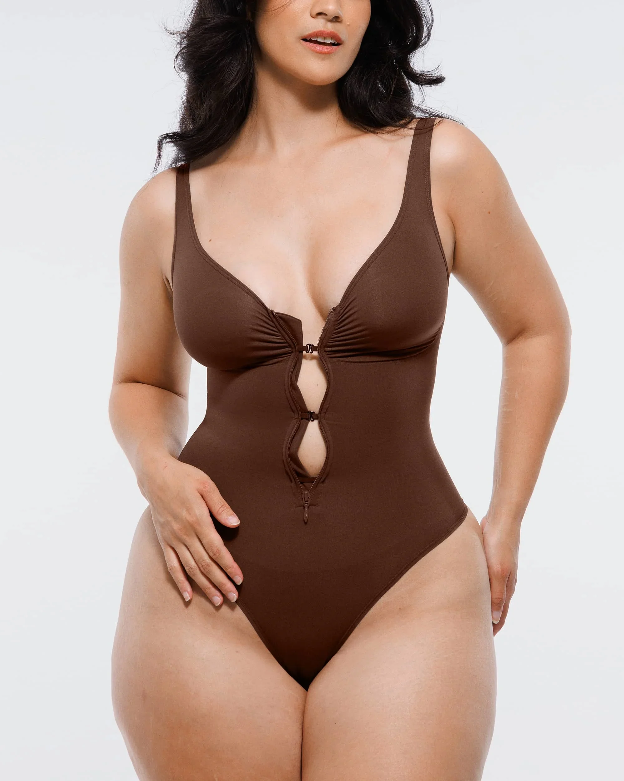 Bare Essentials™ Skin Flow Zipper Front Thong Bodysuit - Image 7