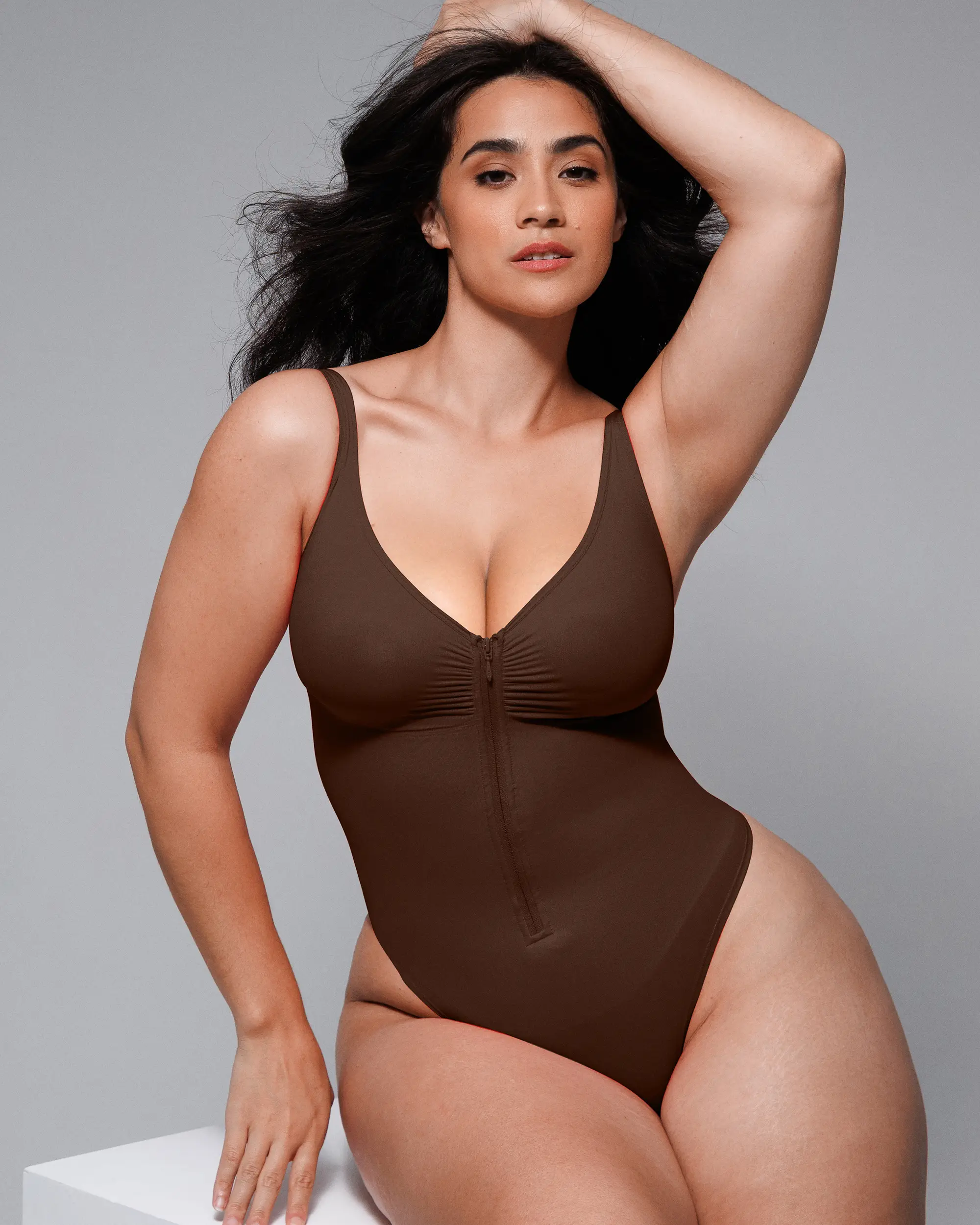 Bare Essentials™ Skin Flow Zipper Front Thong Bodysuit - Image 9
