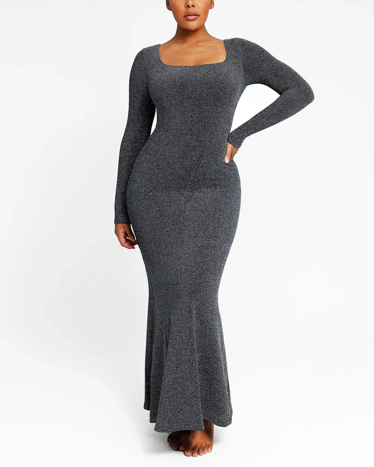 Gleaming Long Sleeve Mermaid Shaping Dress - Image 3