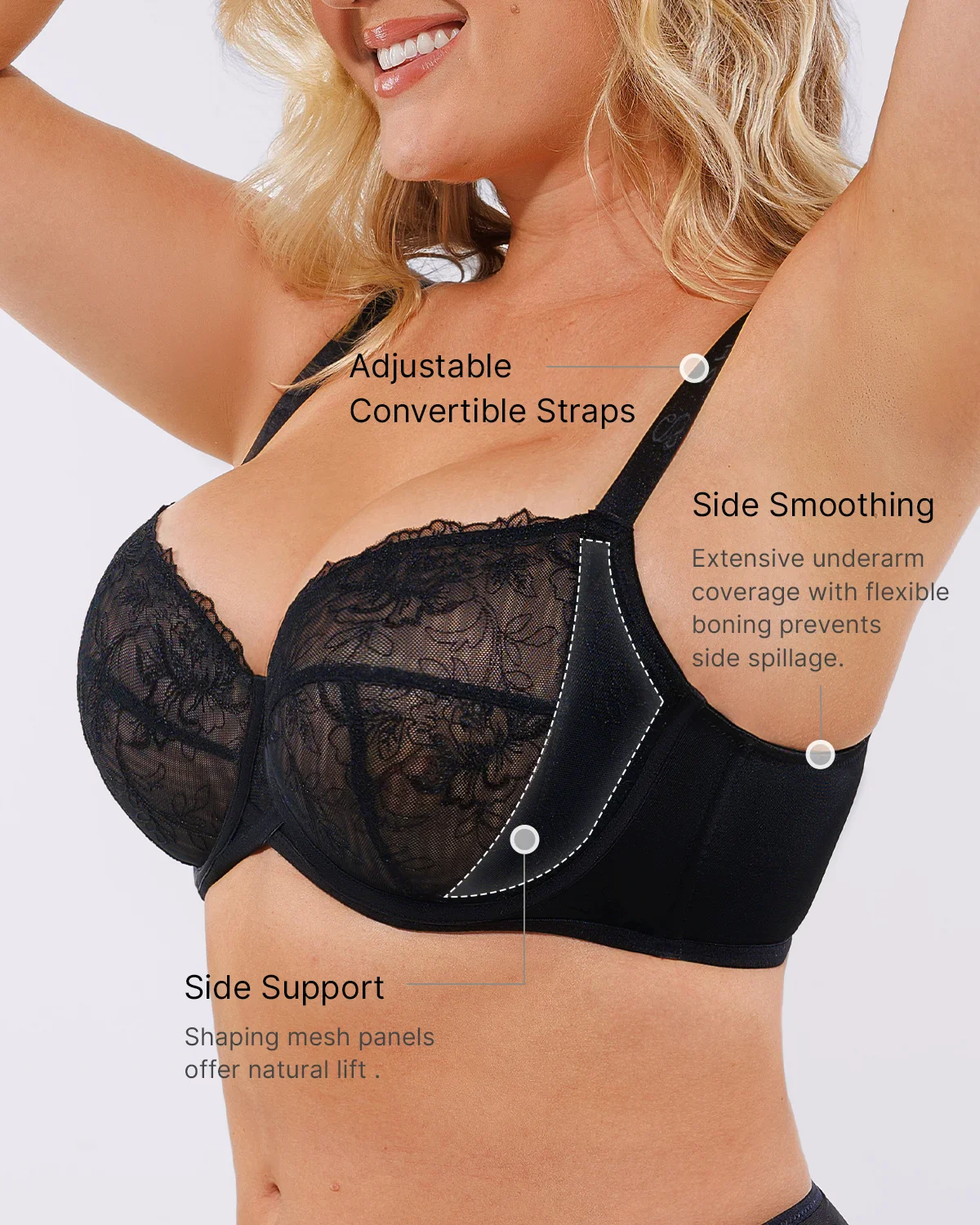 Lace Glamour™ AirSlim® Unlined Lace Underwired Bra - Image 12