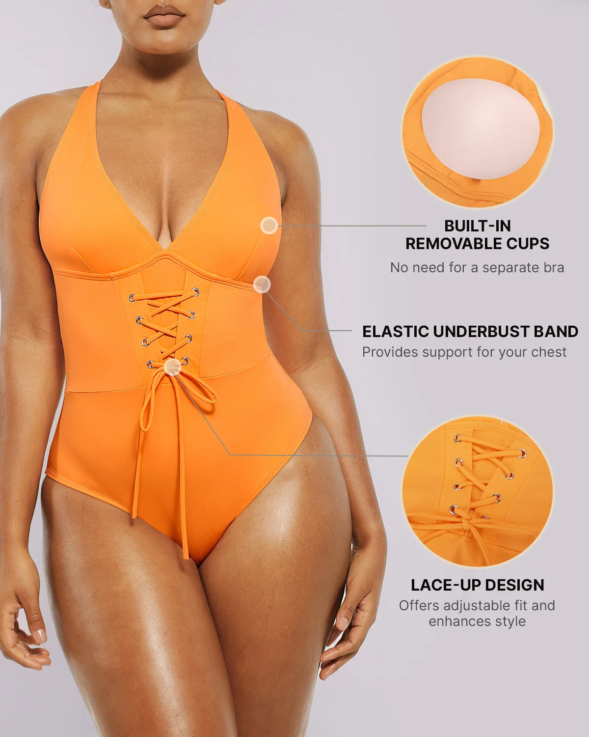 Smart Sculpt™ Plunge Corset Shaping Swimsuit - Image 3