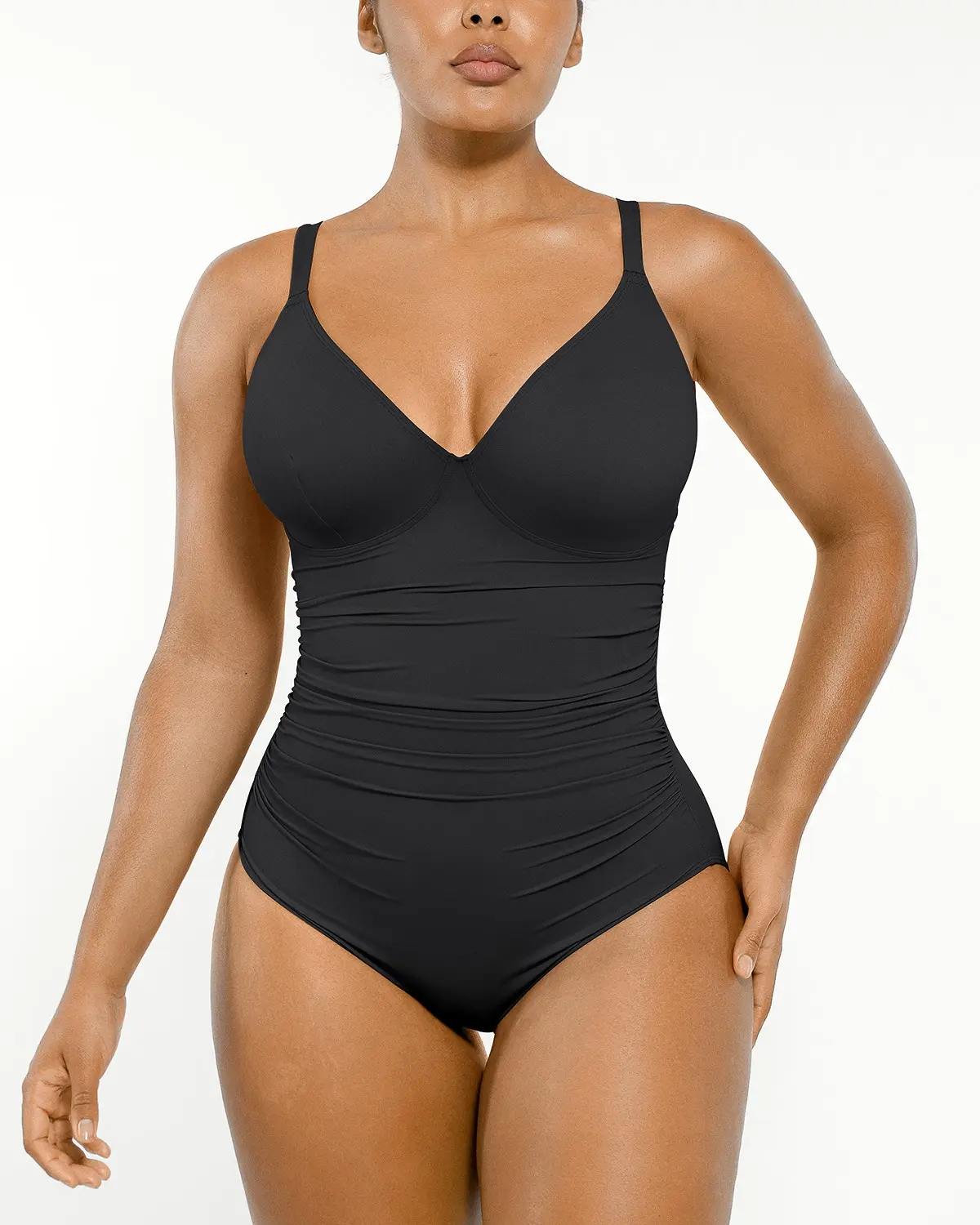 Smart Sculpt™ Ruched Lace-Up Back Shaping Swimsuit - Image 11
